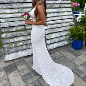 Aleta fully beaded gown with bustle